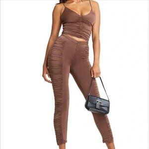 I AM GIA ESTELLA SET RUCHED CHOCOLATE BROWN XS-XXS